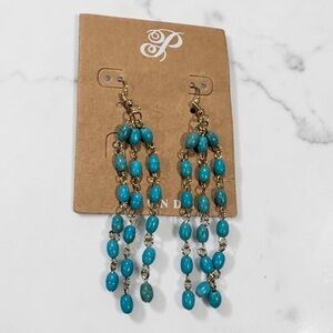 Plunder Turquoise Beaded Chandelier Earrings | Boho Dangle Statement Earrings